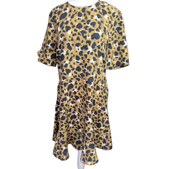 ASOS Leopard Print Fit & Flare Dress Sz 6 Indie Sleaze Cottagecore Animal Print - Picture 1 of 5